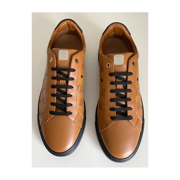 MCM Men's Derby Visetos Low Top Sneakers in Cognac/Black Sz US 11, EU 44 - Picture 1 of 10